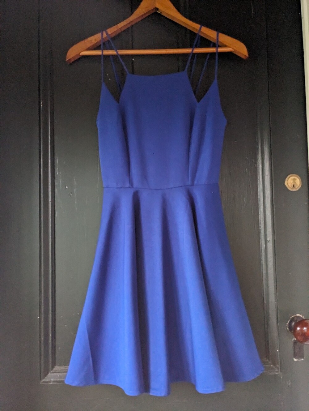 Silence & Noise A-Line Swing Dress Cobalt XS Spaghetti Strap Urban Outfitters